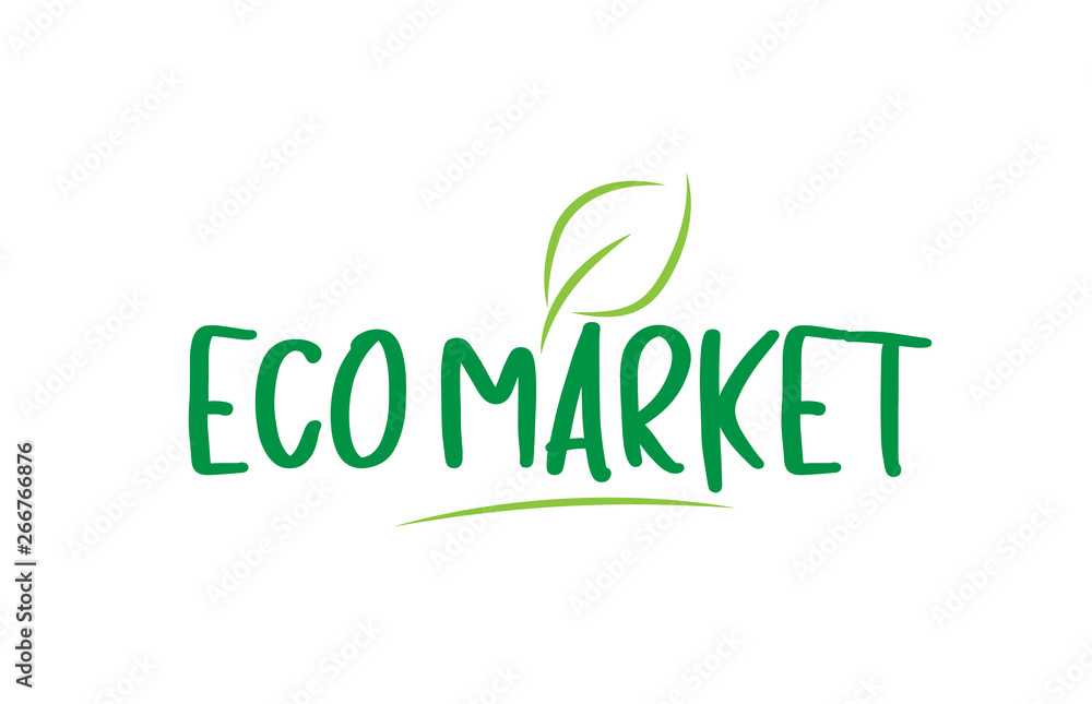 eco market green word text with leaf icon logo design