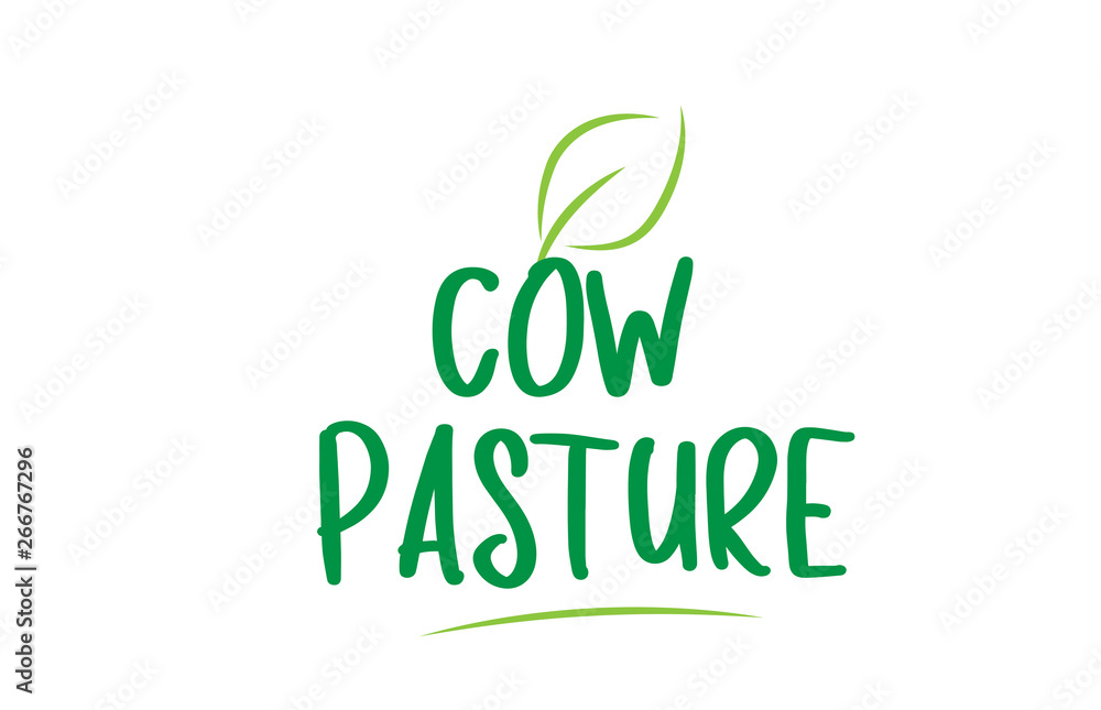 Fototapeta premium cow pasture green word text with leaf icon logo design