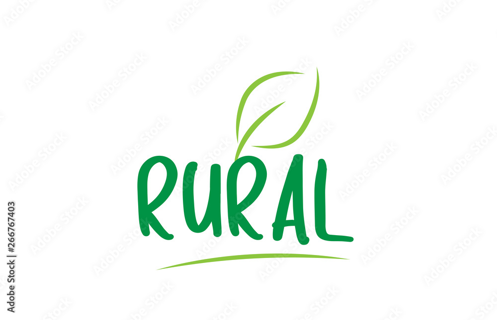 Fototapeta premium rural green word text with leaf icon logo design