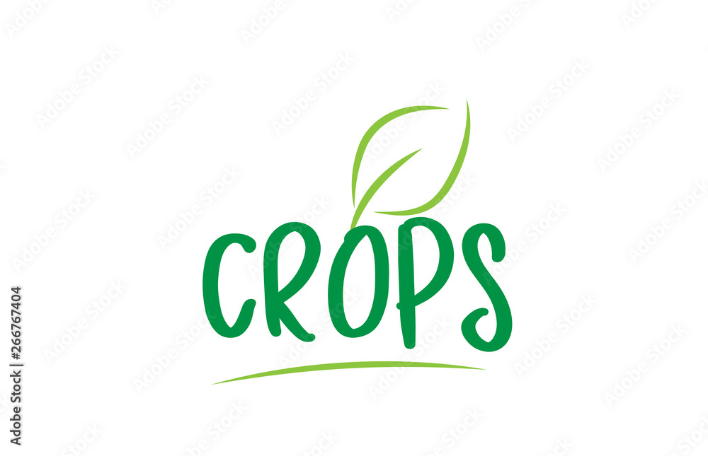 crops green word text with leaf icon logo design crops green word text with leaf icon logo design