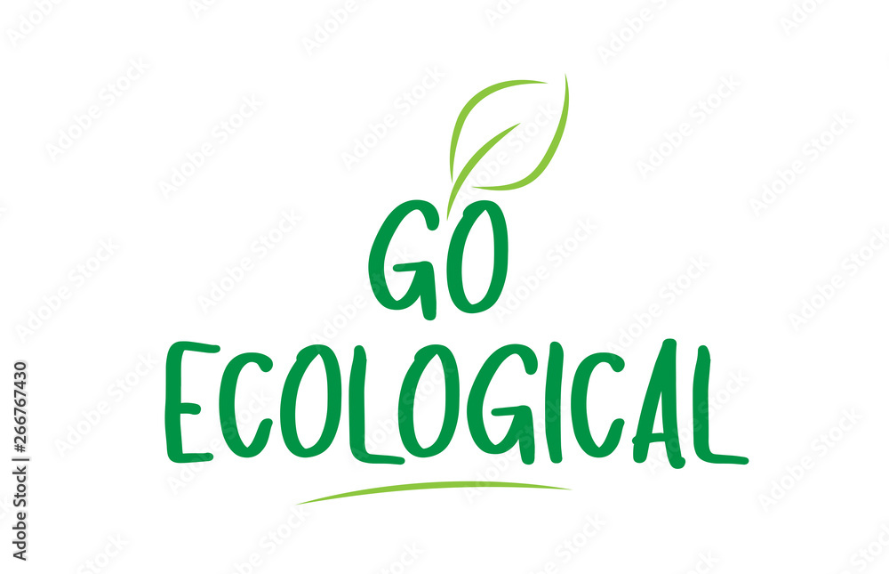 Fototapeta premium go ecological green word text with leaf icon logo design
