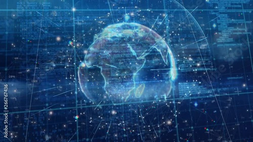 Wallpaper Mural Rotating globe with codes and equations Torontodigital.ca