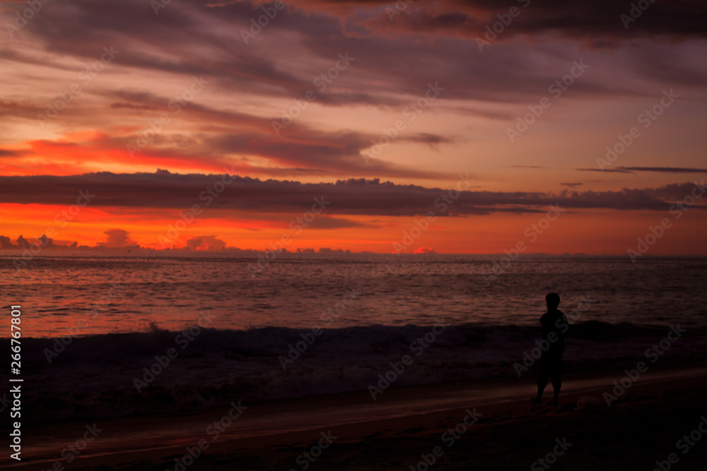 Background sky sunset, on the beach,Bright in Phuket Thailand.