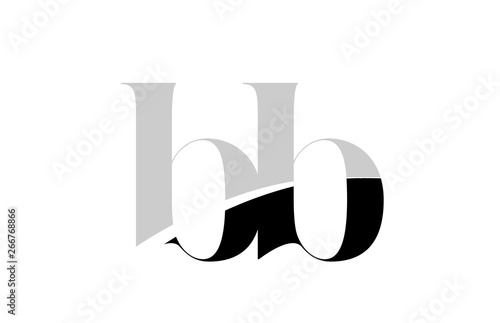 alphabet letter bb b b black and white logo icon design
