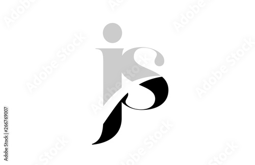 alphabet letter js j s black and white logo icon design