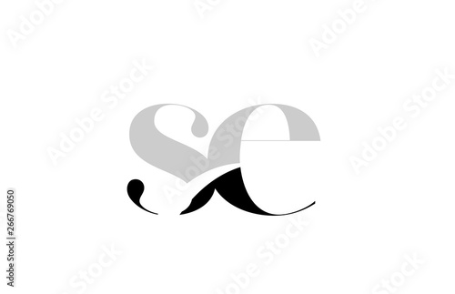 alphabet letter se s e black and white logo icon design