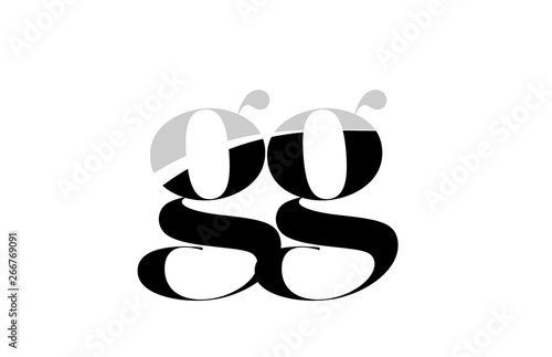 alphabet letter gg g g black and white logo icon design