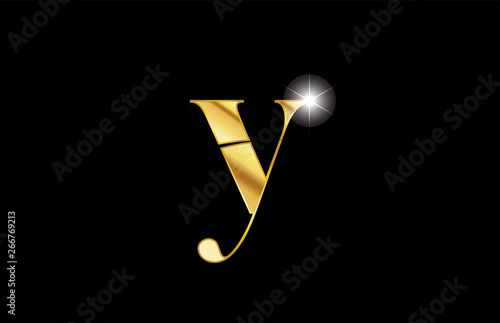 alphabet letter y gold golden metal metallic logo icon design
