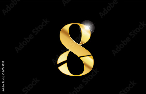 number 8 eight gold golden metal metallic logo icon design