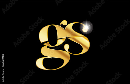 alphabet letter gs g s gold golden metal metallic logo icon design