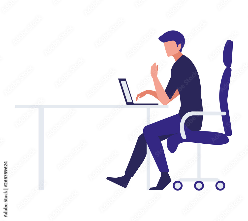 elegant businessman seated in office chair using laptop elegant businessman seated in office chair using laptop