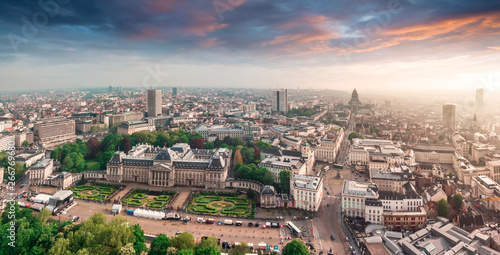 Panoramic aerial view of the Royal Palace Brussels, Belgium photo