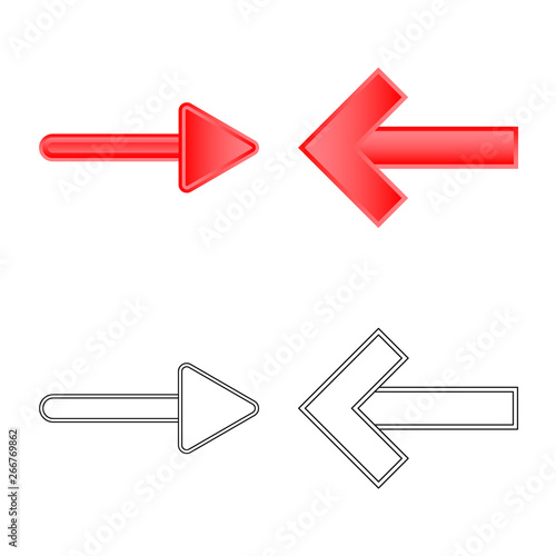 Vector design of element and arrow sign. Collection of element and direction stock symbol for web.