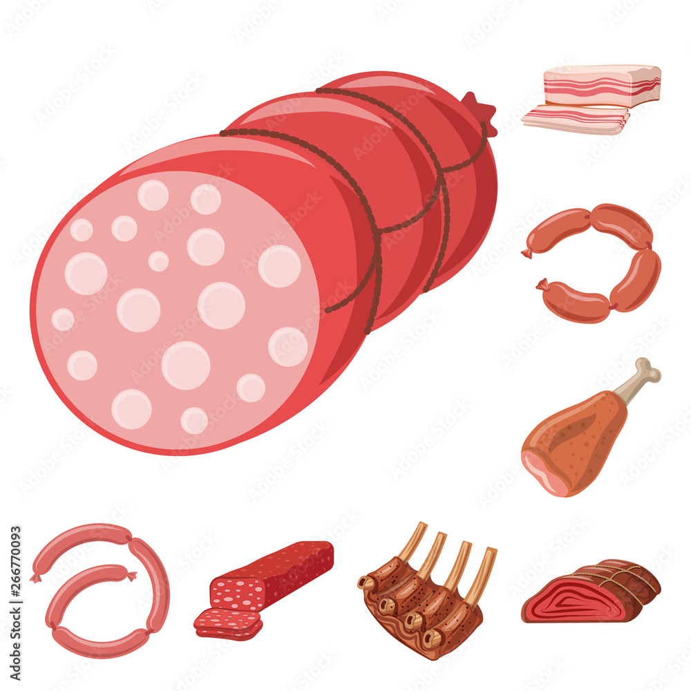 Vector design of meat and ham logo. Collection of meat and cooking vector icon for stock. Vector design of meat and ham logo. Collection of meat and cooking vector icon for stock.
