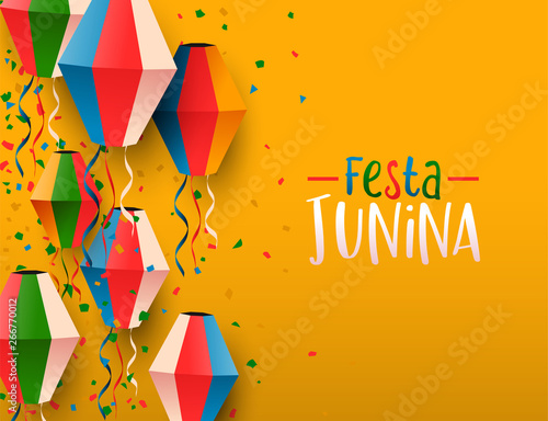 Festa Junina card of colorful party balloons