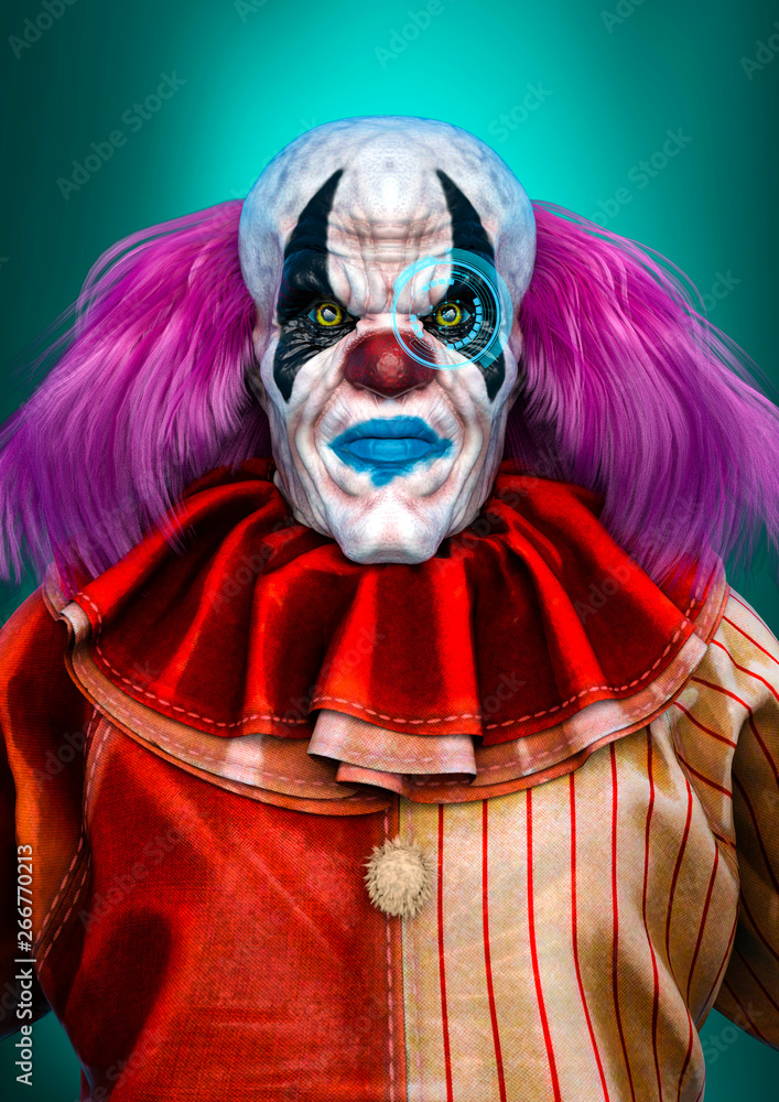 bad and ugly clown in a horror portrait