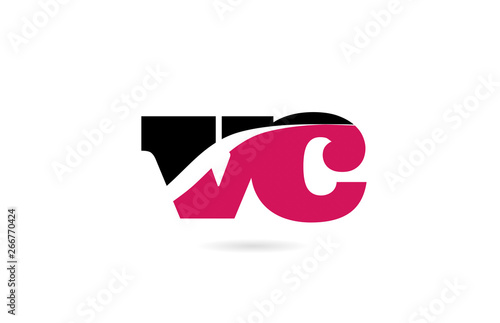 vc v c pink and black alphabet letter combination logo icon design