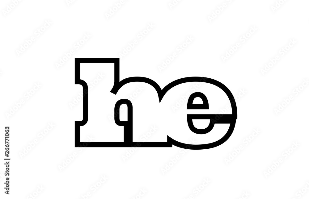connected he h e black and white alphabet letter combination logo icon design connected he h e black and white alphabet letter combination logo icon design