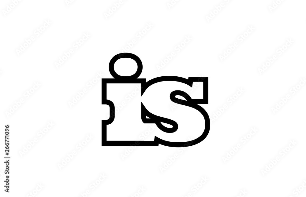 connected is i s black and white alphabet letter combination logo icon design