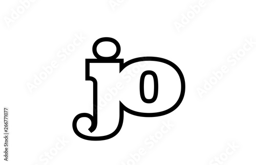 connected jo j o black and white alphabet letter combination logo icon design
