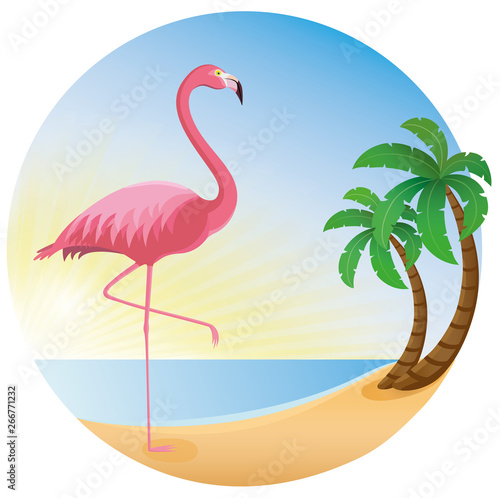 Flamingo zwei Palmen