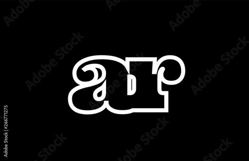 connected ar a r black and white alphabet letter combination logo icon design