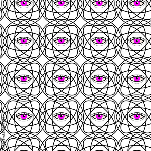 original seamless pattern with interlacing geometric shapes and all-seeing eye