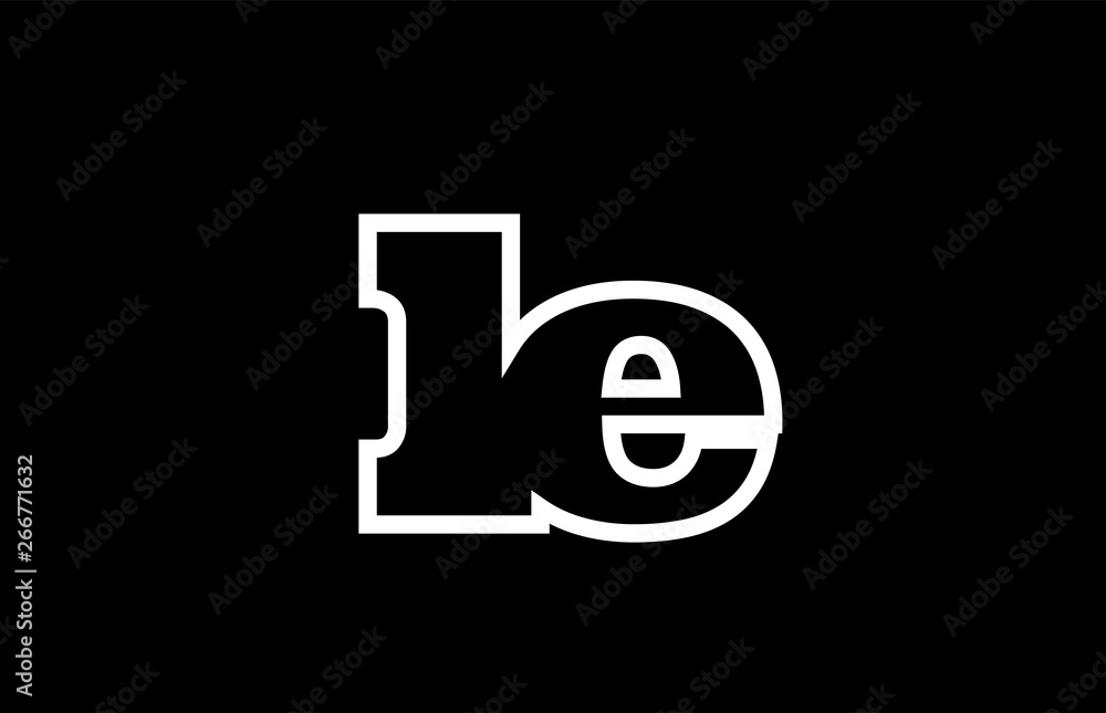 connected le l e black and white alphabet letter combination logo icon design - obrazy, fototapety, plakaty 