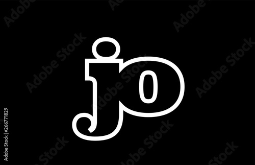 connected jo j o black and white alphabet letter combination logo icon design