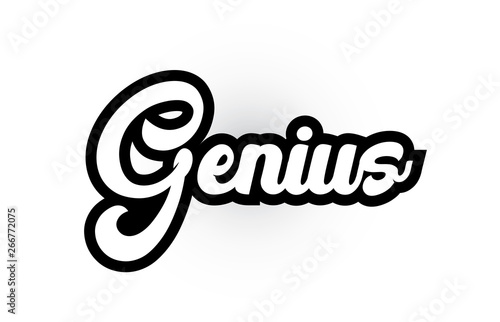 black and white Genius hand written word text for typography logo icon design