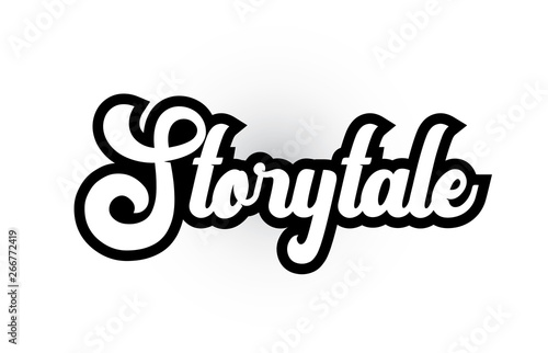 black and white Storytale hand written word text for typography logo icon design