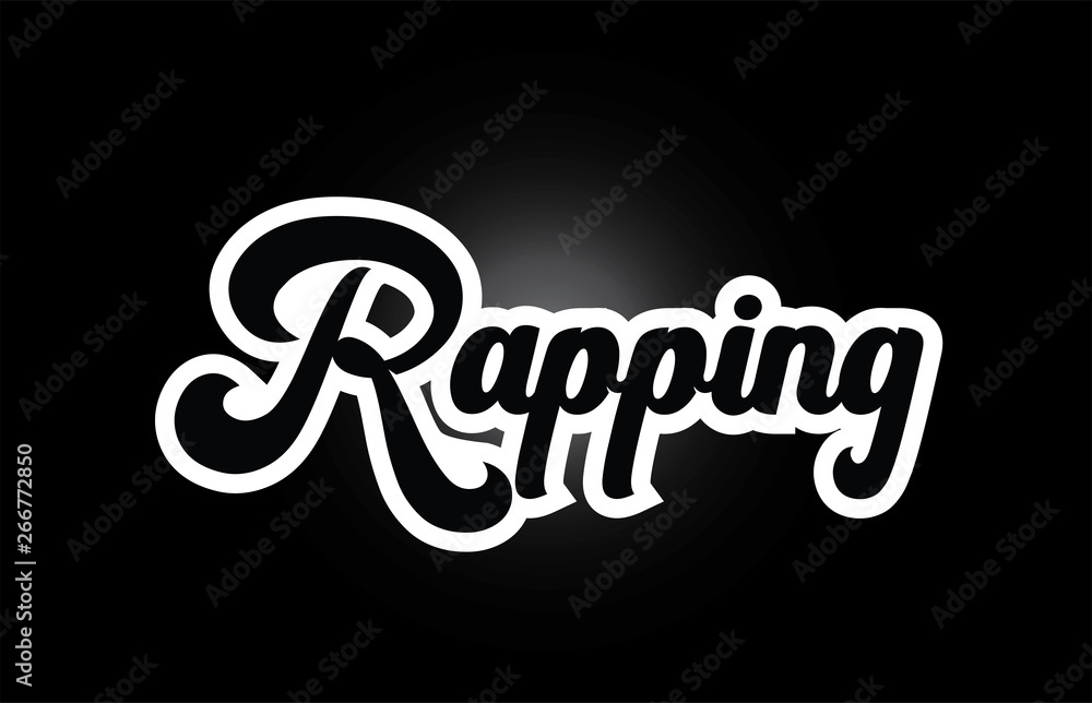 black and white Rapping hand written word text for typography logo icon ...