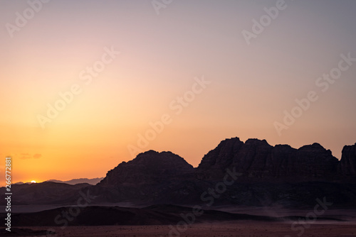 After sunset with dusk sky at desert