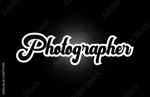 black and white Photographer hand written word text for typography logo icon design