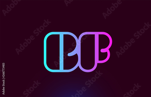 Fototapeta Naklejka Na Ścianę i Meble -  BF B F pink line alphabet letter combination logo icon design