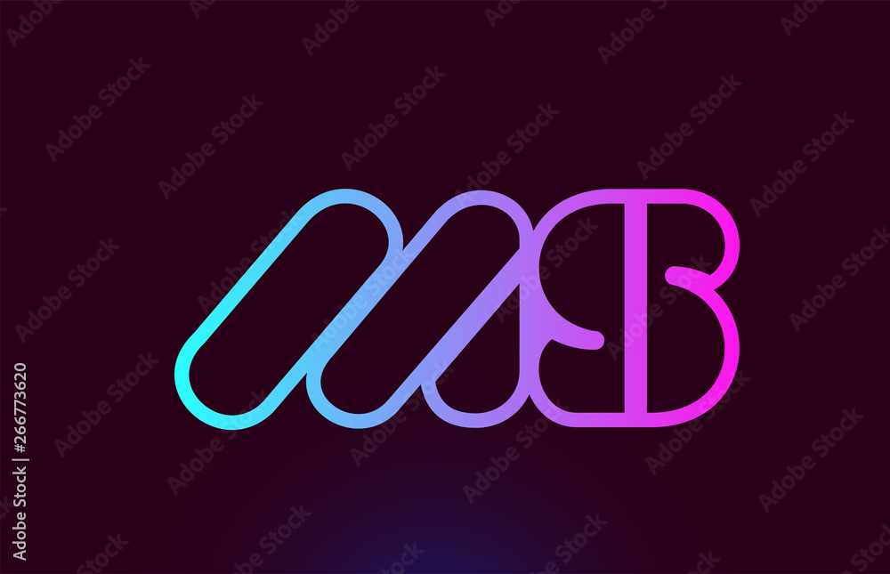 MS M S pink line alphabet letter combination logo icon design