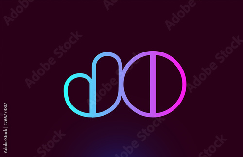 JO J O pink line alphabet letter combination logo icon design