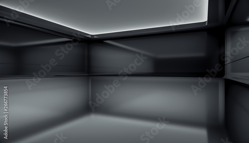 Wallpaper Mural Contemporary futuristic concept background with black screen. Empty future clean dark box interior room With Light. 3D Rendering. Torontodigital.ca