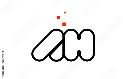 AH A H black white red alphabet letter combination logo icon design photo