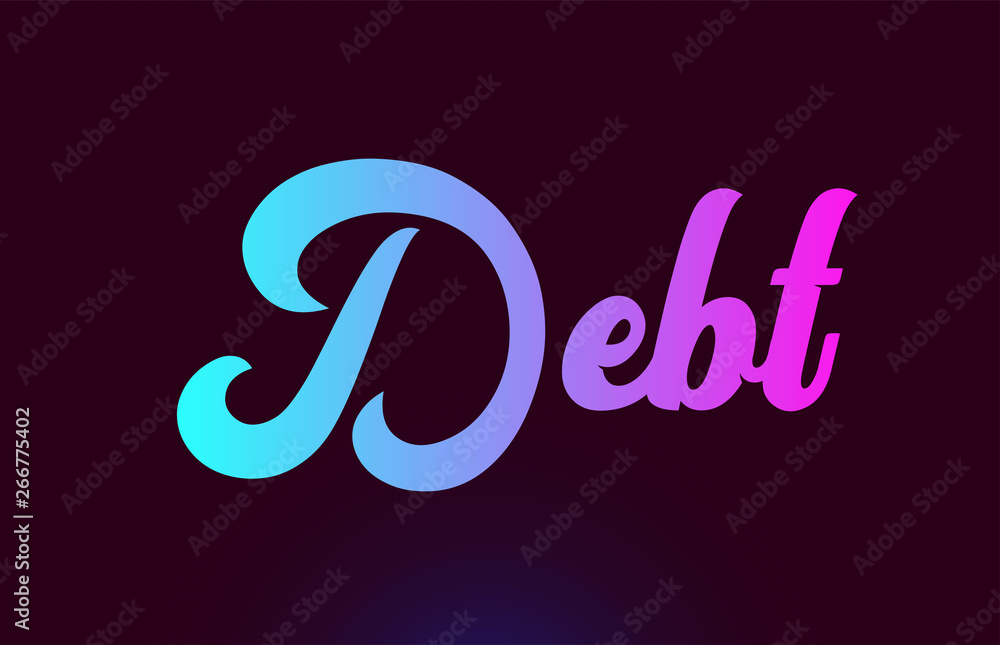 Debt pink word text logo icon design for typography Debt pink word text logo icon design for typography