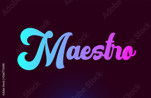 Maestro pink word text logo icon design for typography