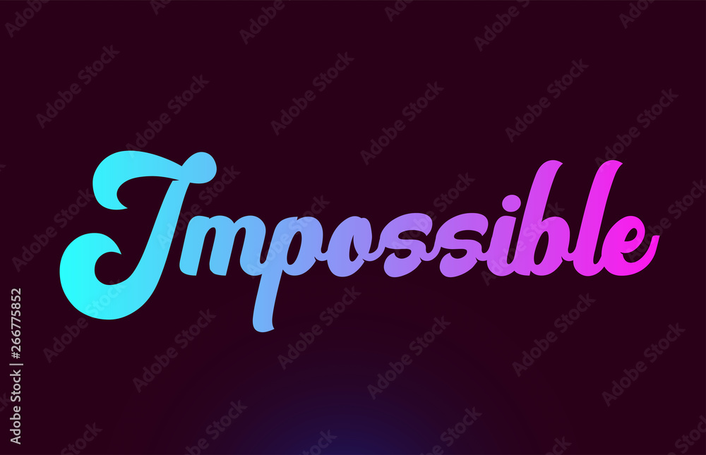 Impossible pink word text logo icon design for typography