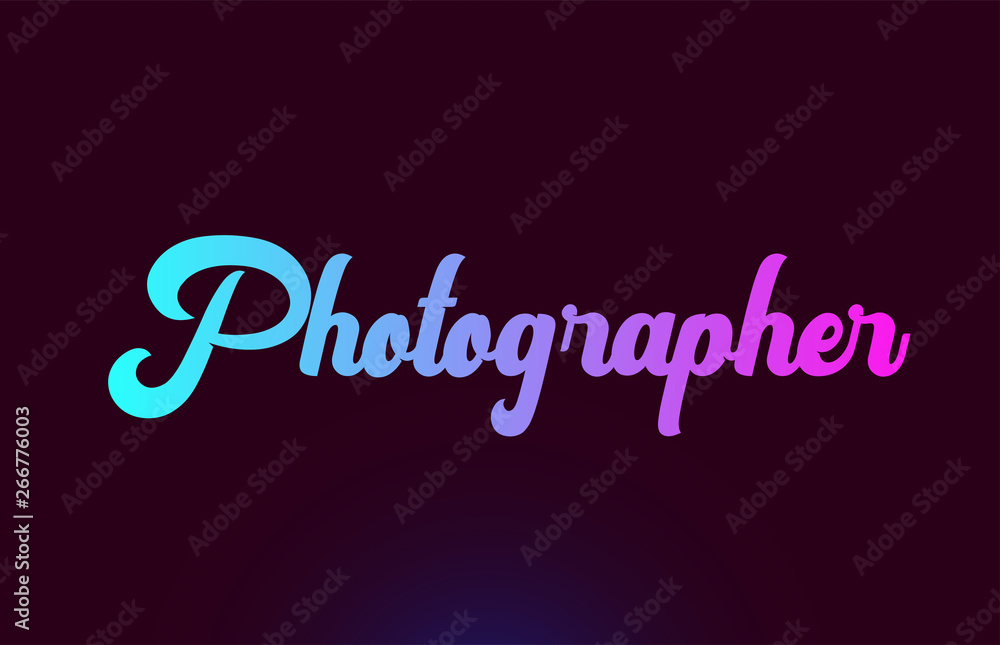 Photographer pink word text logo icon design for typography