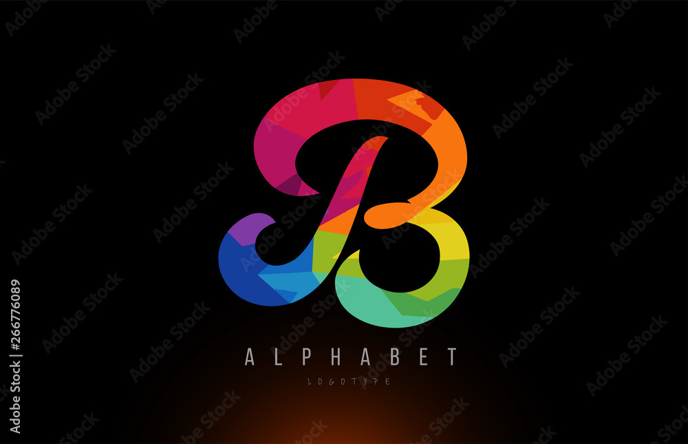 B alphabet letter rainbow colored logo company icon design B alphabet letter rainbow colored logo company icon design