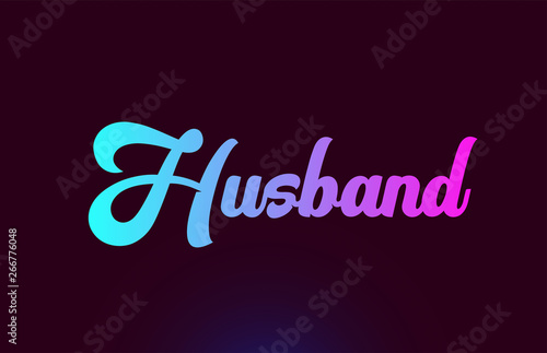 Husband pink word text logo icon design for typography
