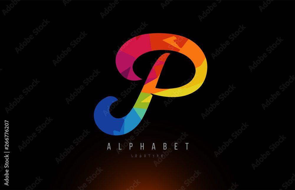 P alphabet letter rainbow colored logo company icon design P alphabet letter rainbow colored logo company icon design