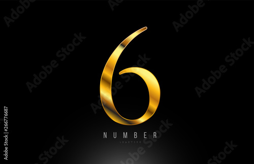 Number gold golden 6 logo company icon design