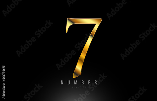 Number gold golden 7 logo company icon design
