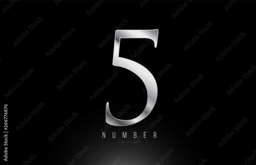 Silver grey metallic number 5 logo design Silver grey metallic number 5 logo design