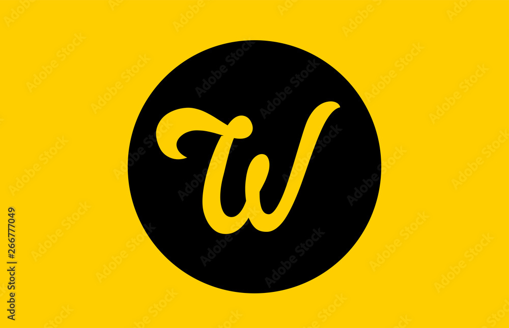 yellow W letter alphabet logo icon design with black circle yellow W letter alphabet logo icon design with black circle